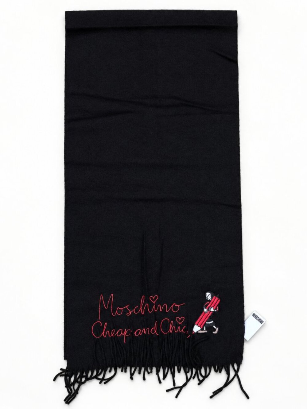 NWT Vintage MOSCHINO Cheap and Chic Olive Oyl Pencil Merino Wool Scarf
